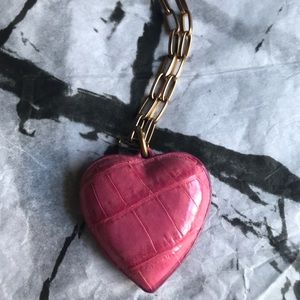 Bloomingdale's leather heart necklace NWT